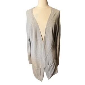 Sundance Open Front Cardigan Sweater Gray Slouchy Long Pockets XL Capsule Cozy